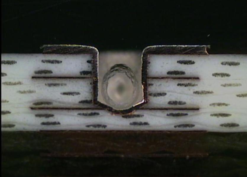 Sequential build-up 2+n+2:  laser via from layer 1 to layer 3: 125µm;  insulation layer: 2x60µm. 